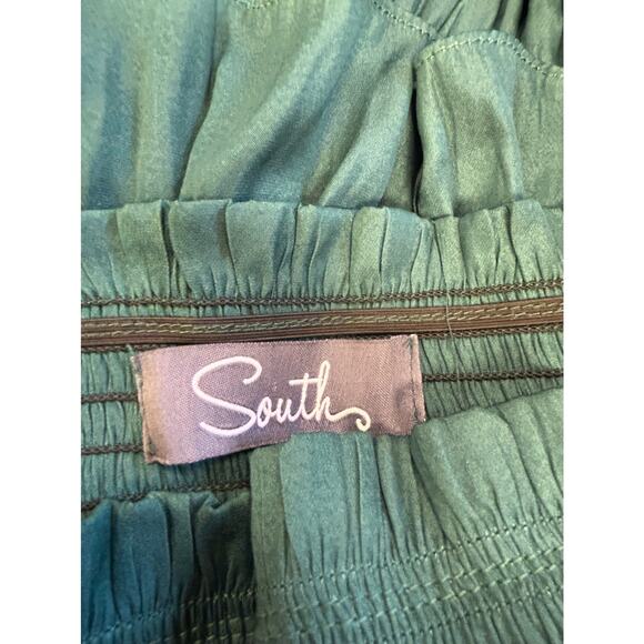 South Boutique Green Ruffle‎ Mini Skirt Layered Elastic Waist Flowy Boho Large - Picture 5 of 5